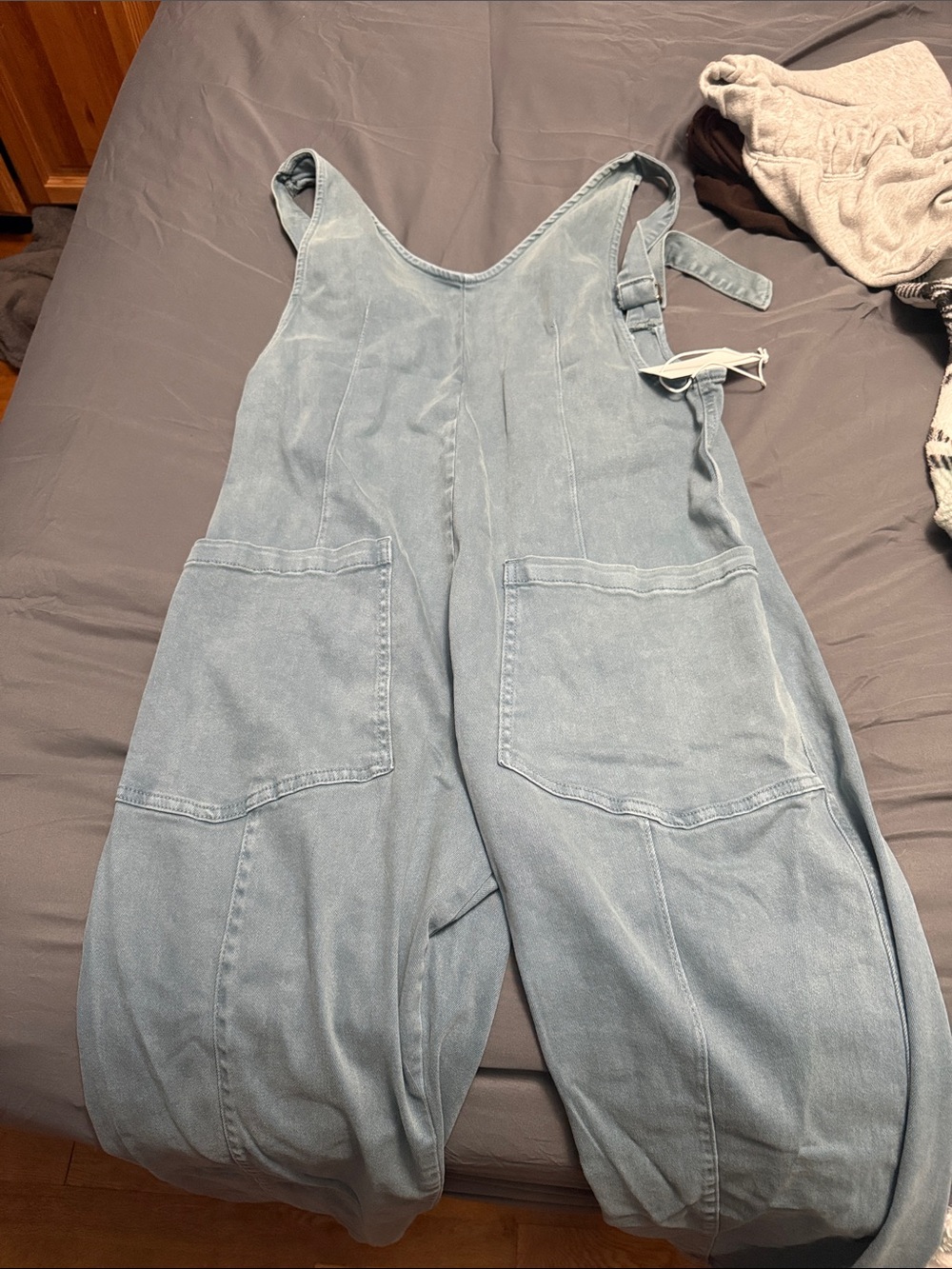 Zenana Outfitters Light Blue Wide-Leg Denim Overalls